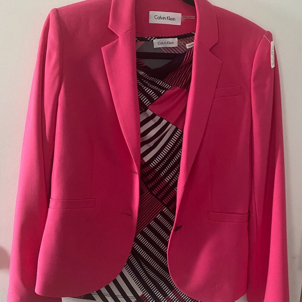 Pink Calvin Klein jacket and blouse
